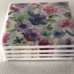 Vintage 4 Piece Floral Coaster Set